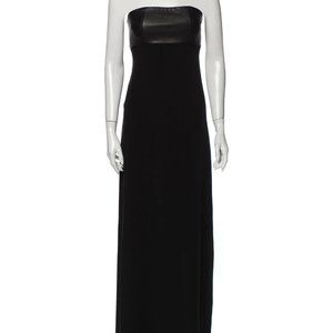 ALICE + OLIVIA Strapless Long Dress w/ Leather Accent